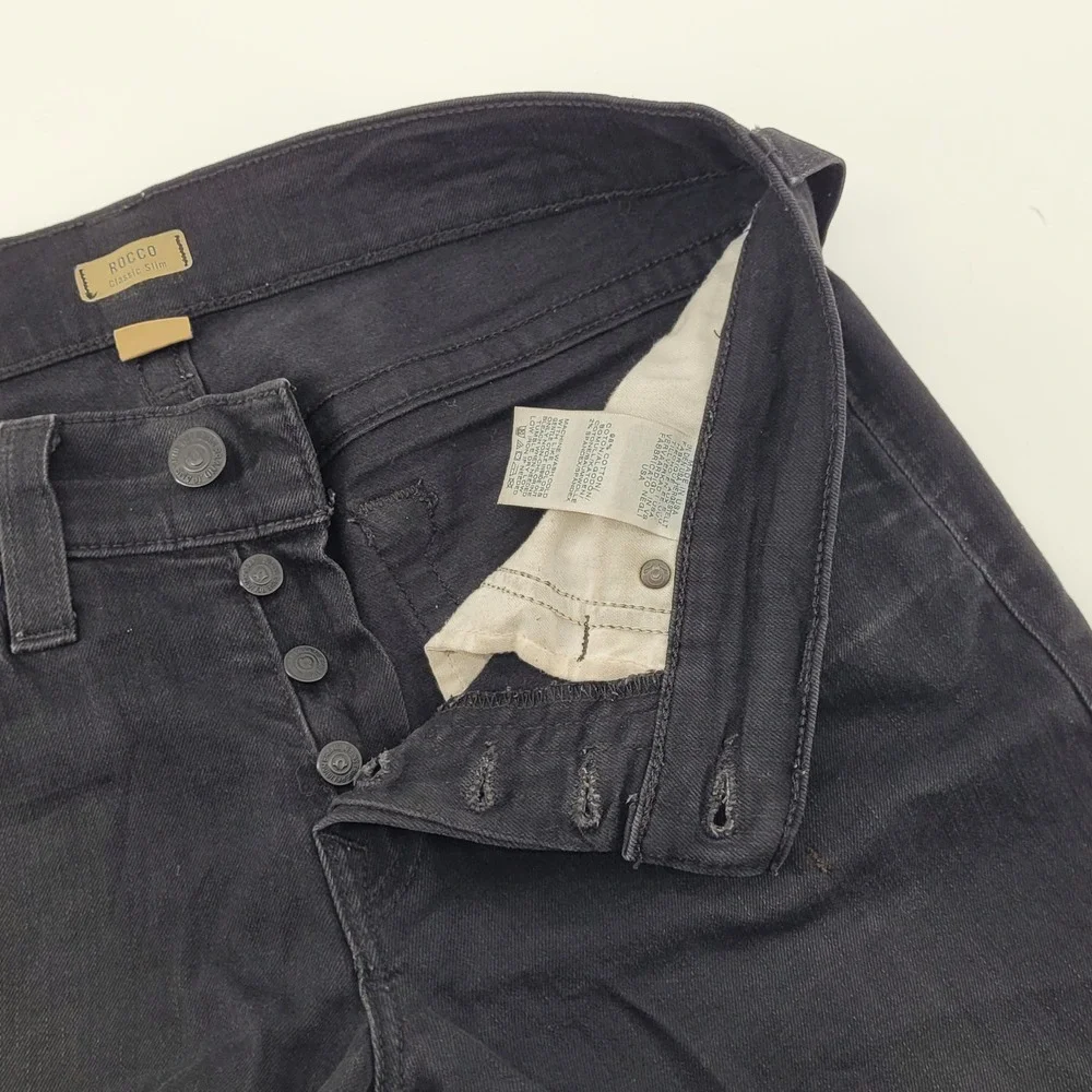 True Religion Rocco Classic Slim 32 Black Denim Jeans Mens‎